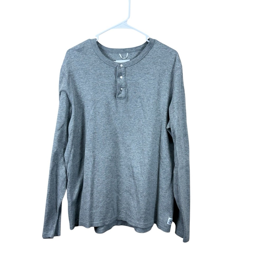 Reigning Champ Henley Slub Long Sleeve T-Shirt Light Grey Men's L